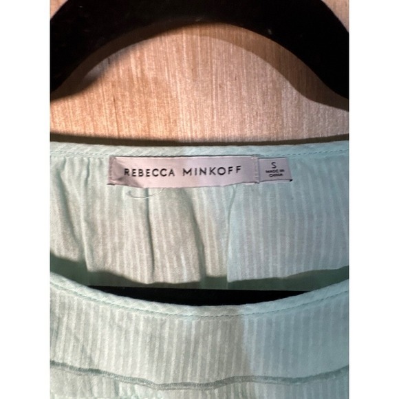 Rebecca Minkoff Blue Striped Long Sleeve Lace Trim Blouse Size S Top - Picture 5 of 6